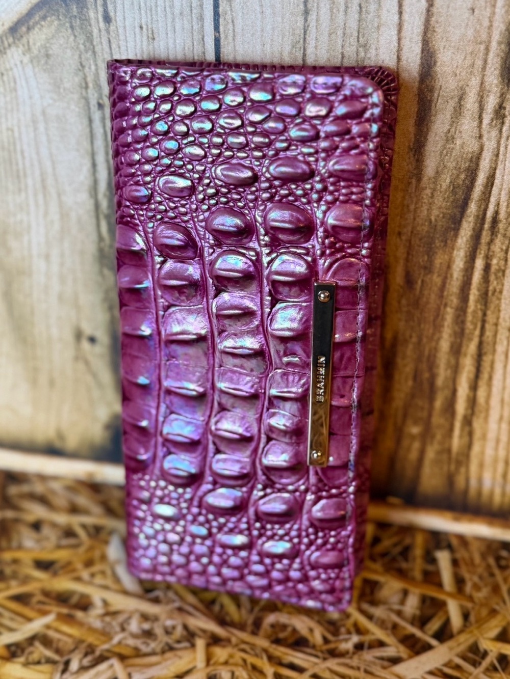 Brahmin Ady Wallet Grapefruit HTF NWT GORGEOUS Pink Purple Iridescent